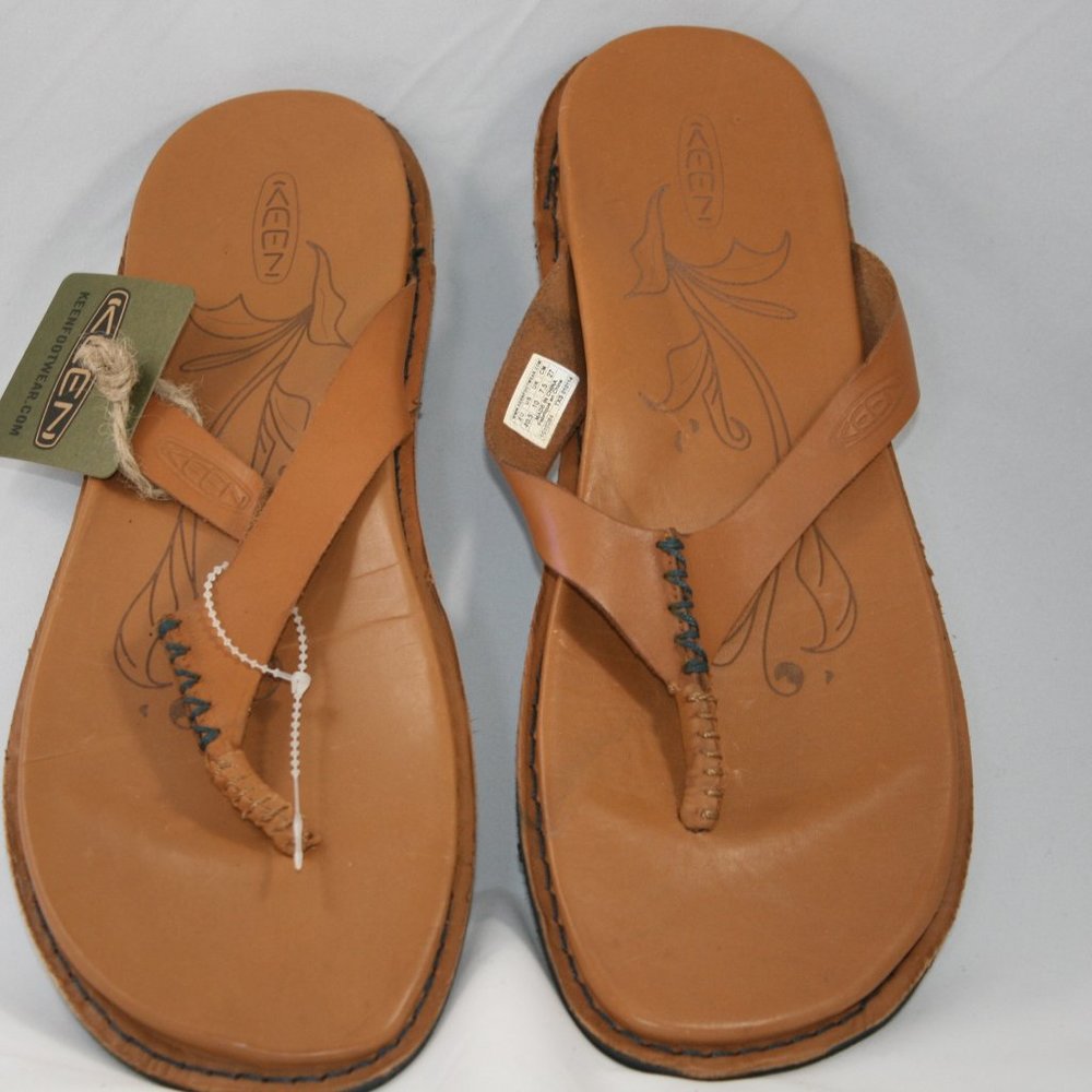 Keen Alman Flip Flops Tan Leather sz 10